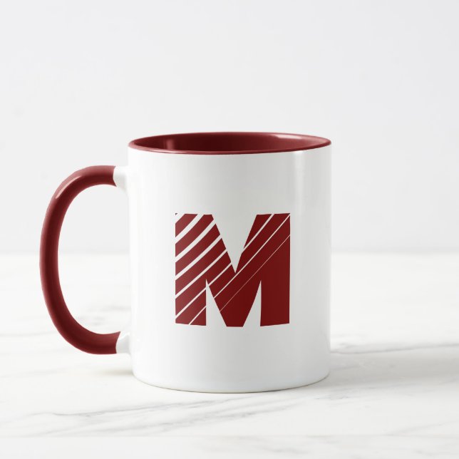 Taza Monogram Bold Modern Maroon White Mug (Izquierda)