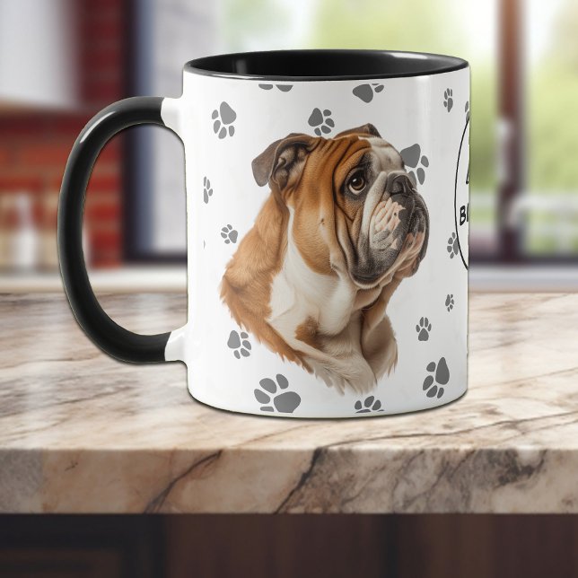 Taza Monogram Love My Bulldog Pawprint Pattern (Subido por el creador)