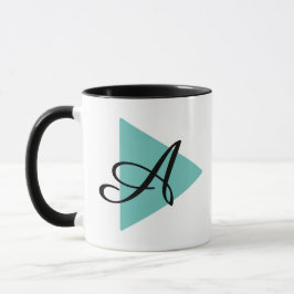 Taza Monograma abstracto elegante triángulo azul verde