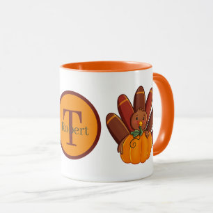 Taza Monograma agregado de pavo para fiestas de fin de 