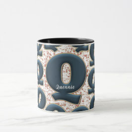 Taza Monograma azul profundo moderno personalizado con