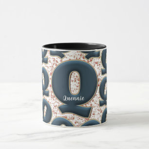 Taza Monograma azul profundo moderno personalizado con 