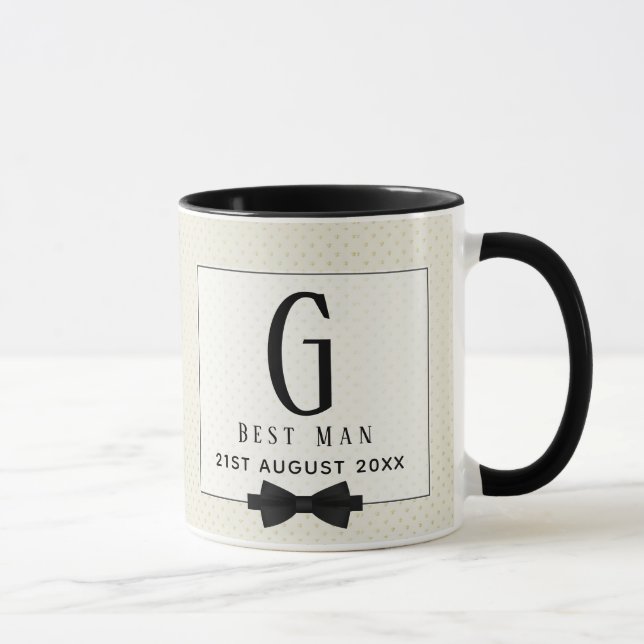 Taza Monograma BEST MAN Groomsmen Groomsman Fleurdelis (Derecha)
