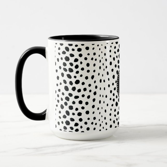 Taza Monograma blanco negro elegante del modelo de la (Izquierda)