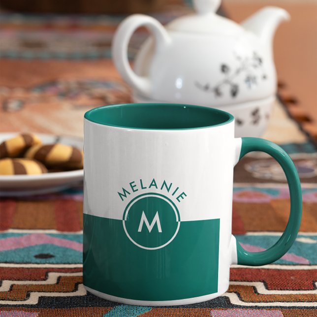 Taza Monograma blanco y verde del cazador (Subido por el creador)