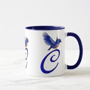 Taza Monograma Bluebird C Inicial Elegante