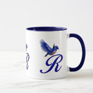 Taza Monograma Bluebird Inicial R Elegante