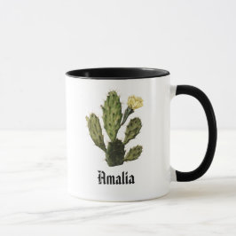 Taza Monograma Cactus Flor Vintage Mug