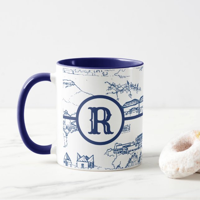 Taza Monograma Chattanooga Toile Blue (Con donut)