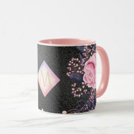Taza Monograma Chica de Purpurina metalúrgico rosado RO