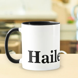 Taza Monograma Clásico Elegante Mínimo Blanco Negro Nom