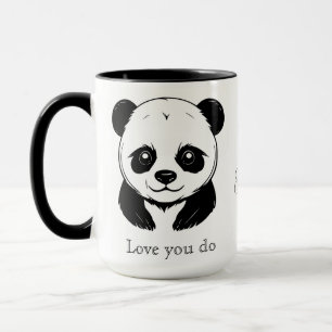 Taza Monograma Cute Kawaii Panda Con Amor Personalizado