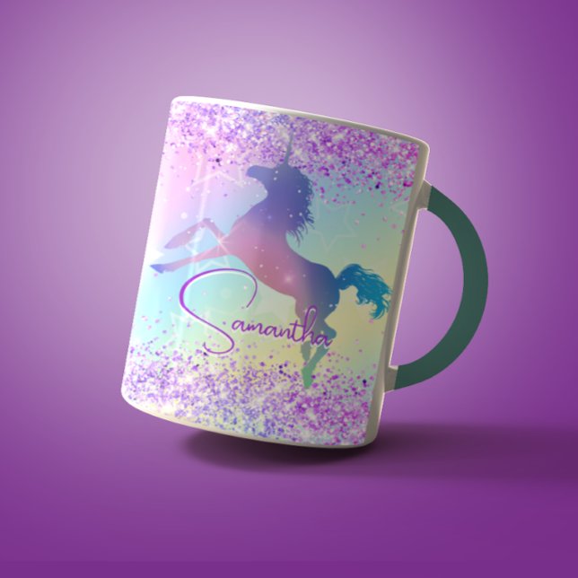 Taza Monograma de arte de arcoiris Purpurina rosa de un (Subido por el creador)
