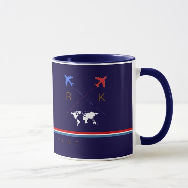 Taza monograma de aviones, viajes de aerolíneas azul am (Derecha)