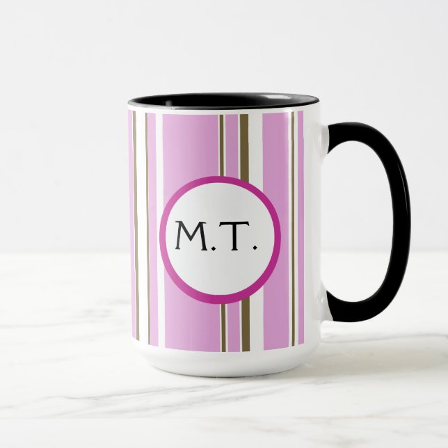 Taza Monograma de banda marrón rosa (Derecha)