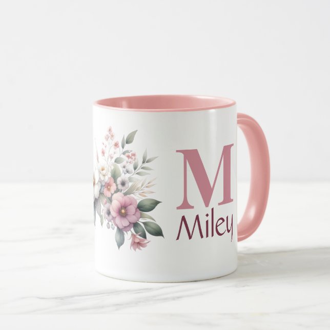 Taza Monograma de Bloom - Floral personalizada (Anverso derecho)