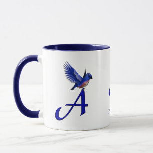 Taza Monograma de Bluebird Inicial A Elegante Personali