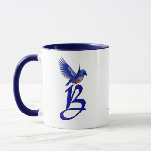 Taza Monograma de Bluebird Inicial B Personalizado Eleg