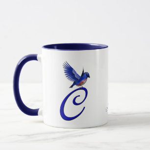 Taza Monograma de Bluebird Inicial C Personalizado Eleg