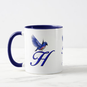 Taza Monograma de Bluebird Inicial H Elegante Personali