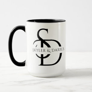 Taza Monograma de Boda Sencillo Personalizado con Nombr