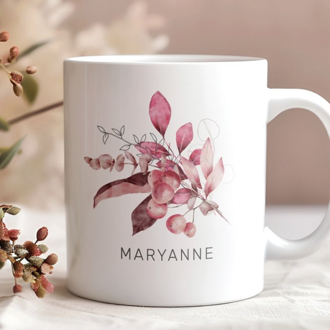 Taza Monograma de café de invierno mágico floral (Subido por el creador)