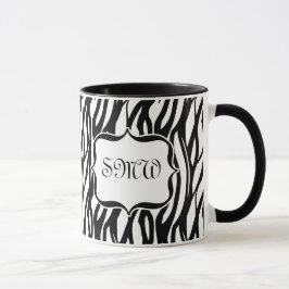 Taza Monograma de cebra blanca y negra fundida