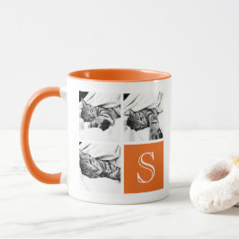 Taza Monograma de Collage de fotos de Instagram naranja