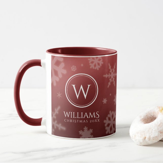 Taza Monograma de copos de nieve de Relieve metalizado  (Con donut)