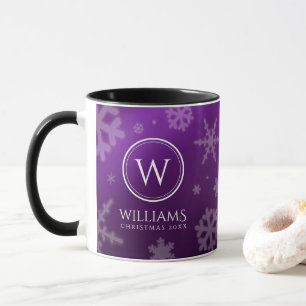 Taza Monograma de copos de nieve de Relieve metalizado