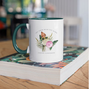 Taza Monograma de Dinosaurio de Acuarela Lindo y E