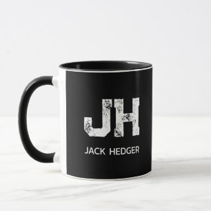 TAZA MONOGRAMA DE DOS LETRAS BLANCO MINIMALISTA NOMBRE