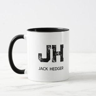TAZA MONOGRAMA DE DOS LETRAS NEGRO MINIMALISTA NOMBRE B