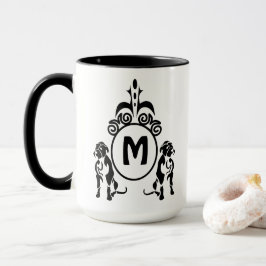 Taza Monograma de dos perros guardianes