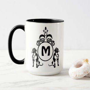 Taza Monograma de dos perros guardianes