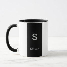 Taza Monograma de dos tonos moderno negro y blanco