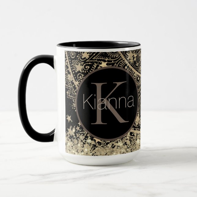 Taza Monograma de estrellas Purpurinoso Gold Lotus Mand (Izquierda)
