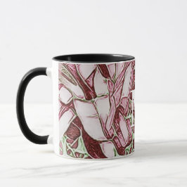 Taza Monograma De Flor Roja Y Blanca
