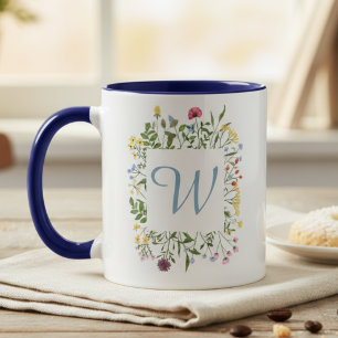 Taza Monograma de Flor Silvestre – Regalo del Día de la
