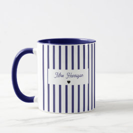 Taza Monograma de franja azul marino