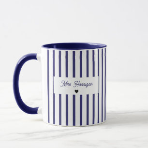 Taza Monograma de franja azul marino