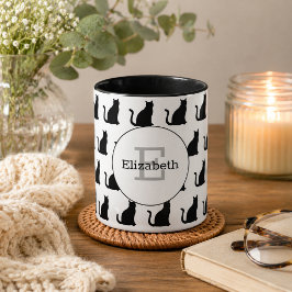 Taza Monograma de gatos, gatos y más gatos