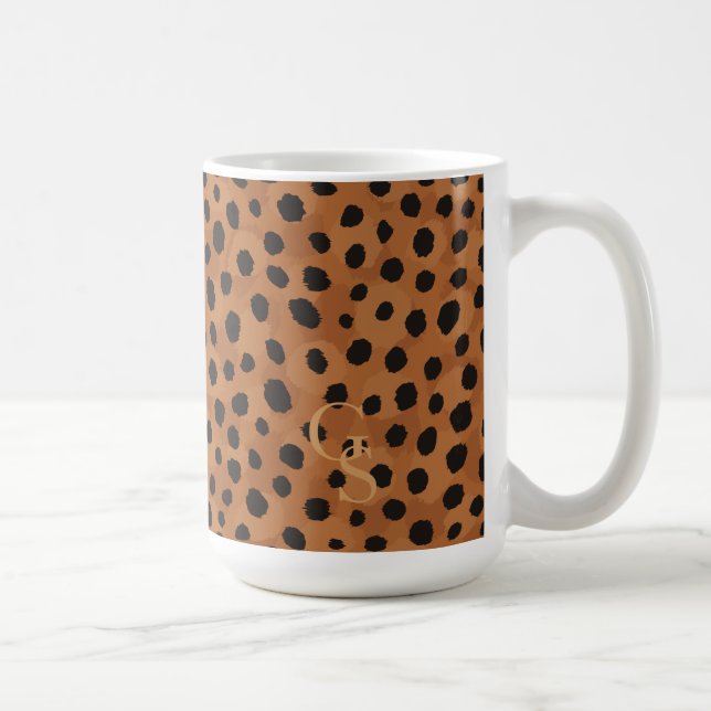 Taza Monograma de impresión de chita marrón moda (Derecha)
