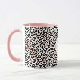 Taza Monograma de impresión de leopardo negro rosa Rubo