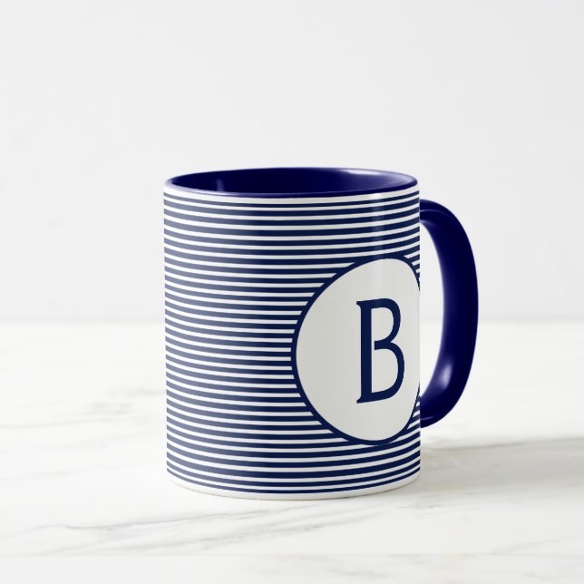 Taza Monograma de la franja azul de la marina (Anverso derecho)