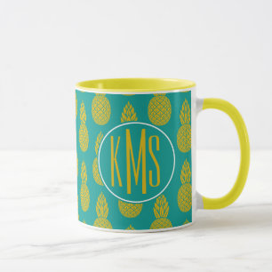 Taza Monograma de la fruta tropical el de la piña