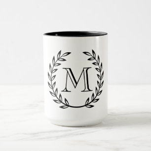 Taza Monograma de la guirnalda del laurel