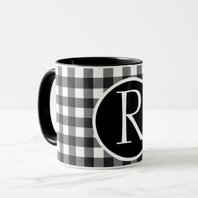 Taza Monograma de la plaqueta de búfalo SImple Mug (Anverso izquierdo)
