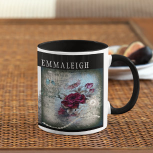 Taza Monograma de la Rosa victoriana Ephemera