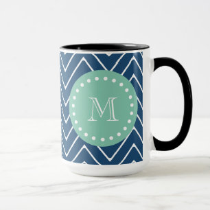 Taza Monograma de la verde menta del modelo el de